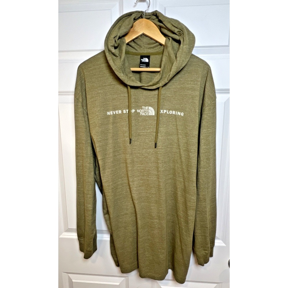 The North Face Lightweight Hooded Pullover Men's XXL Olive Green Graphic Explore